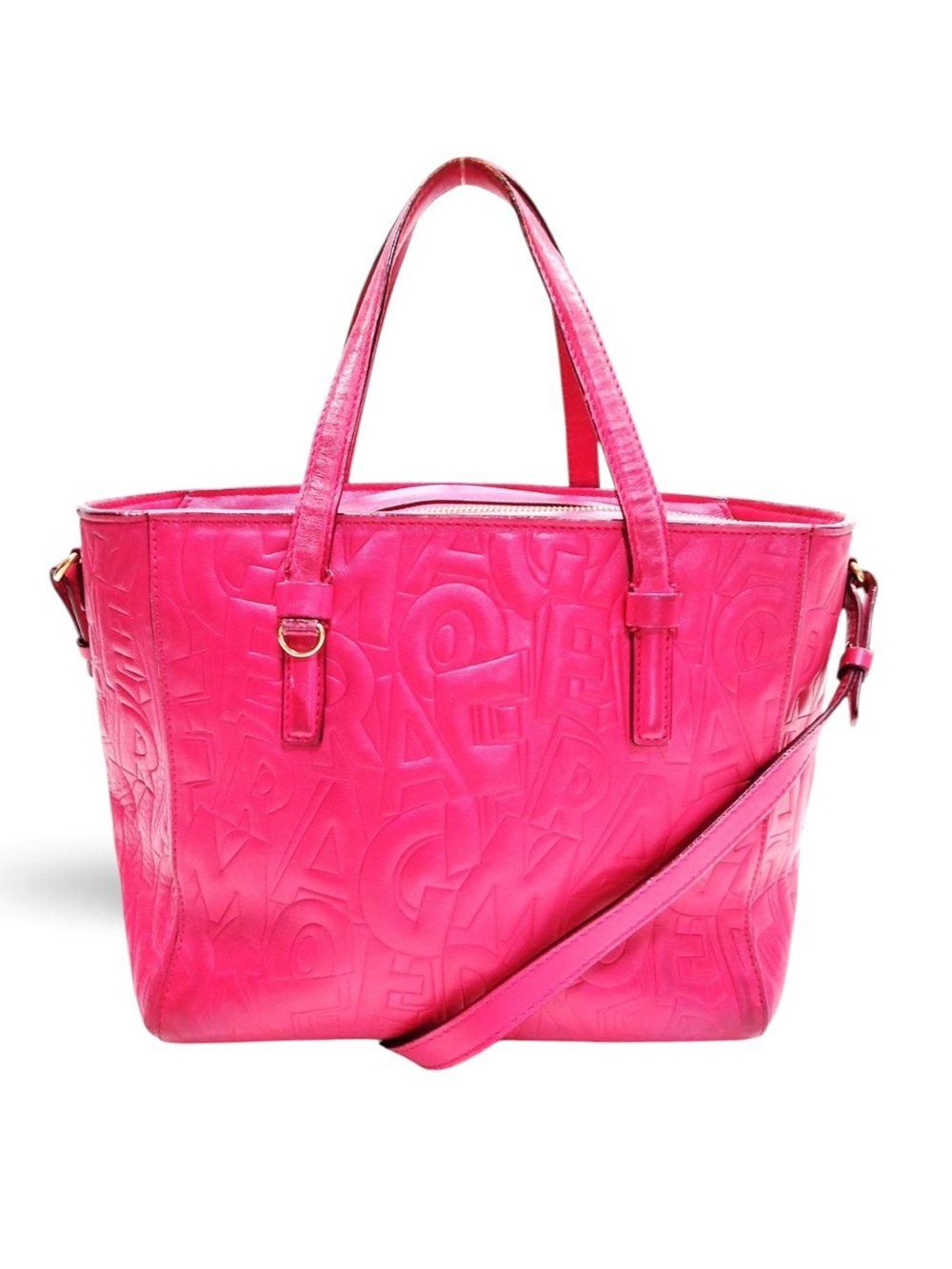 Salvatore Ferragamo Fuchsia Embossed Leather Tote
